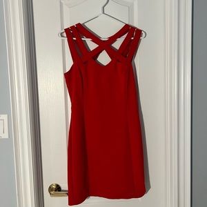 Mango Red Caged Cocktail Dress